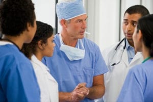 doctors talking together in hospital