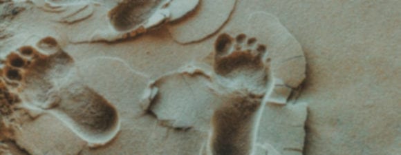 footprints on beach