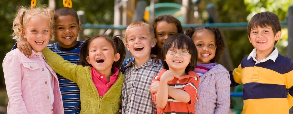 Group of happy children on a playground